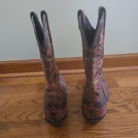 French's Western 12" Cowboy Boots 1100 Brown Embroidered Leather Women's Sz 9.5M - Picture 4 of 12